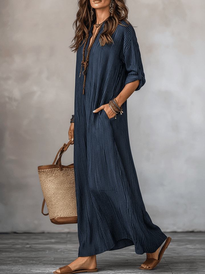 Nomadic Indigo Loose-Fit Maxi Dress