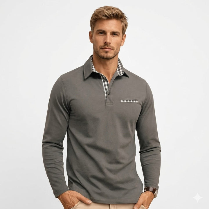 Luca Moreau | Long Sleeve Polo Shirt For Men