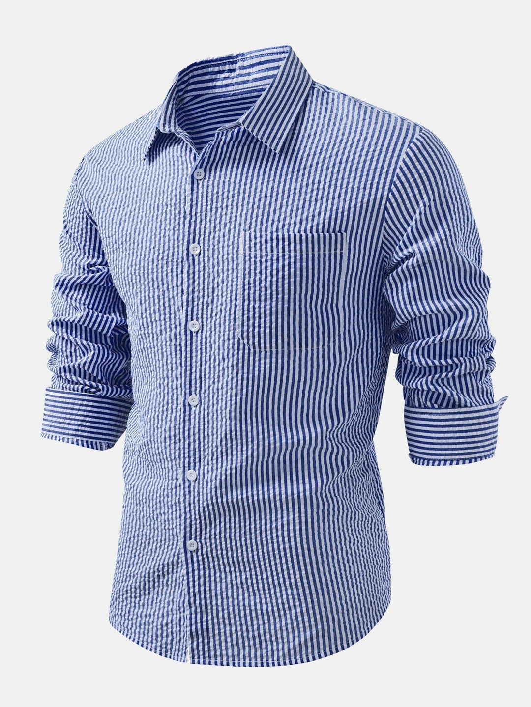 Striped Button-Up Seersucker Shirt