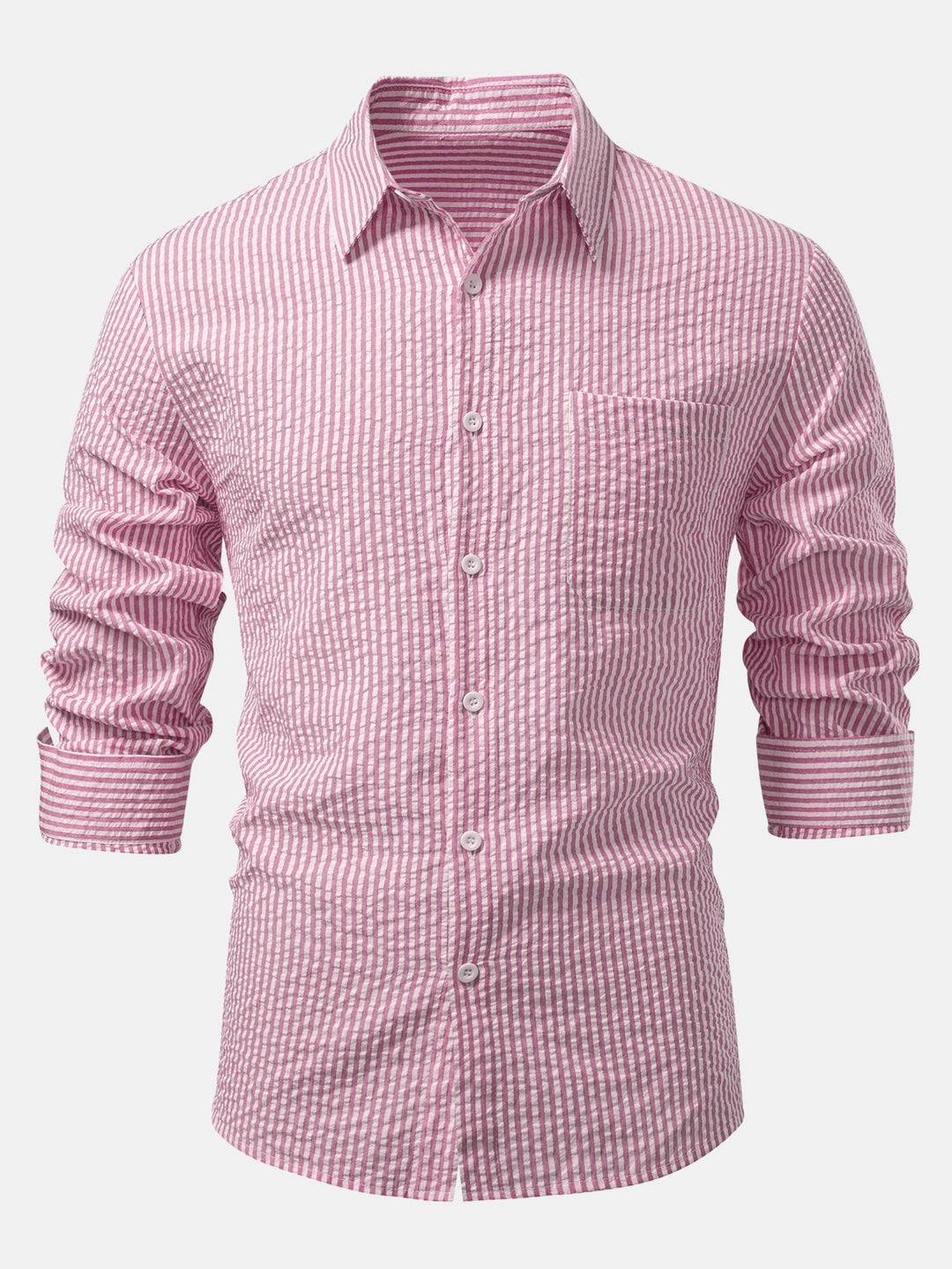 Striped Button-Up Seersucker Shirt