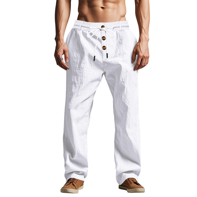 Owen Mitchell | Relaxed Linen-Blend Beach Trousers For Men