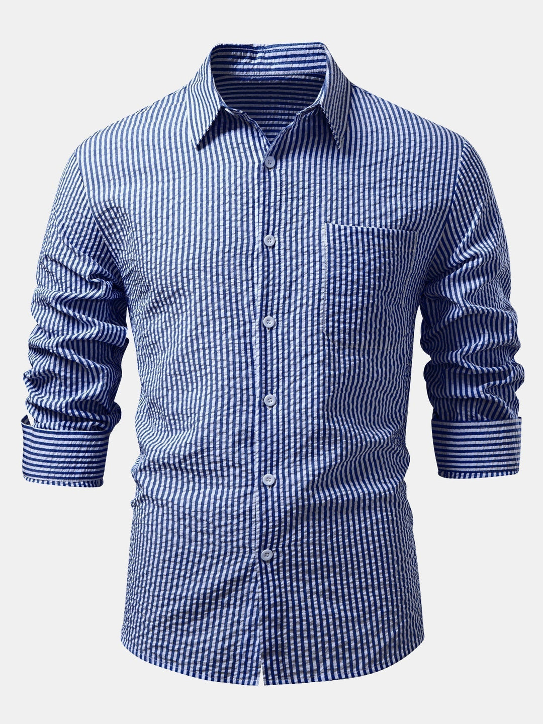 Striped Button-Up Seersucker Shirt