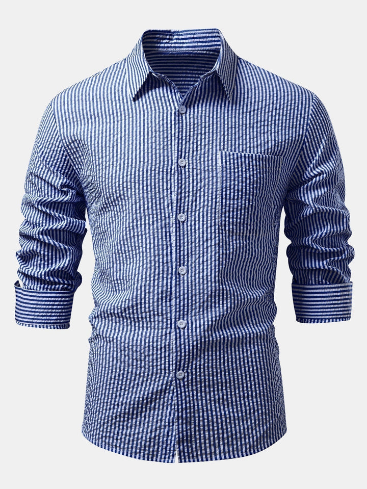 Striped Button-Up Seersucker Shirt