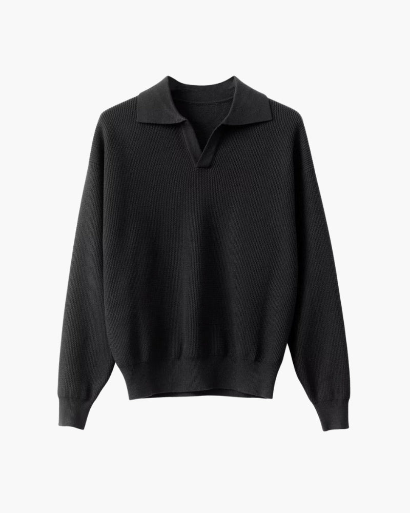Lorenzo Virelli | Textured Knit Polo Sweater with Refined Minimalism For Men
