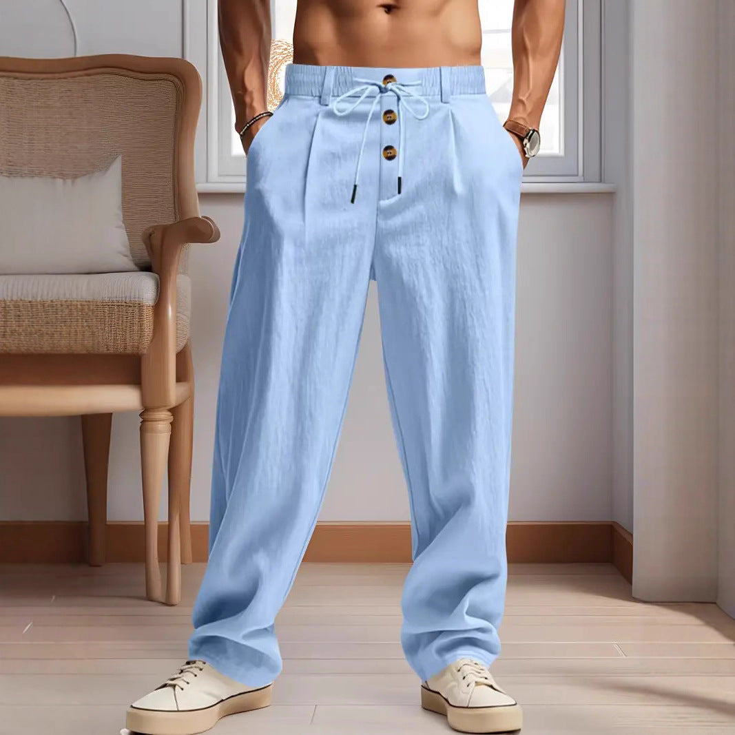 Owen Mitchell | Relaxed Linen-Blend Beach Trousers For Men