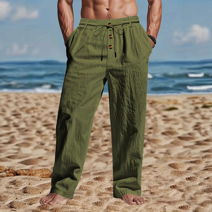 Owen Mitchell | Relaxed Linen-Blend Beach Trousers For Men