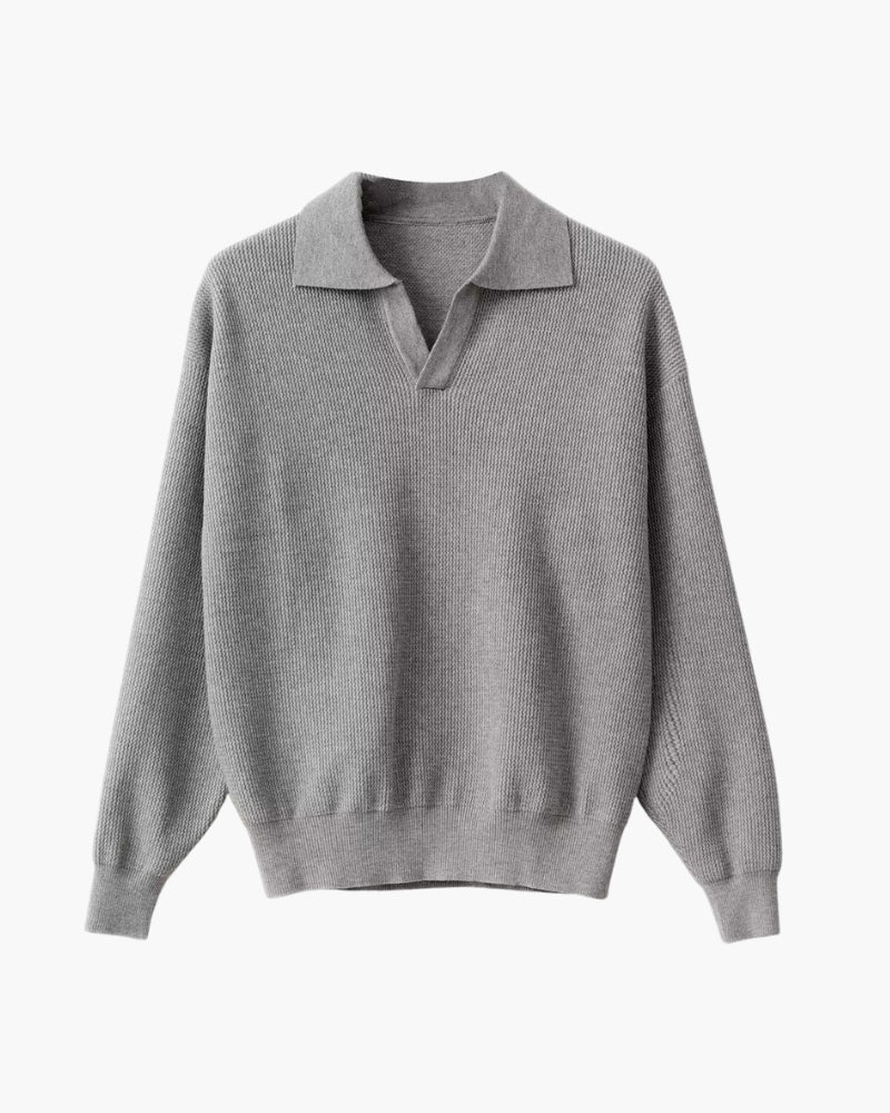 Lorenzo Virelli | Textured Knit Polo Sweater with Refined Minimalism For Men