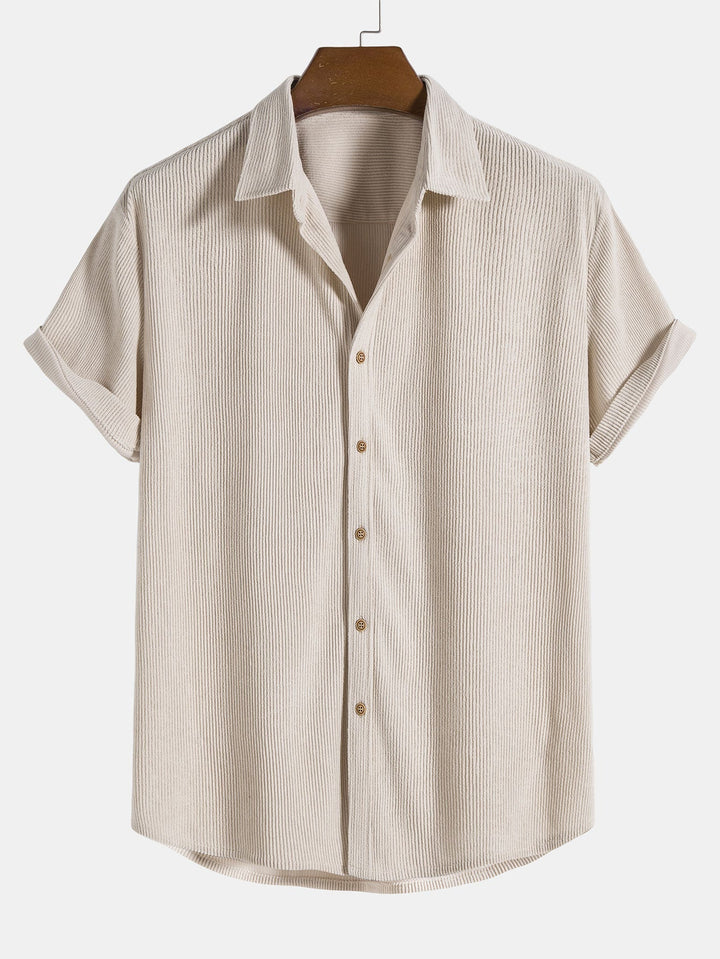 Corduroy Button Short Sleeve Shirt
