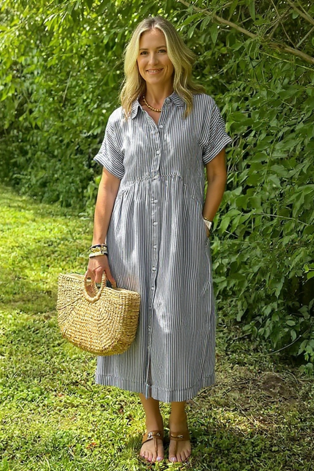 Estelle Striped Linen Dress