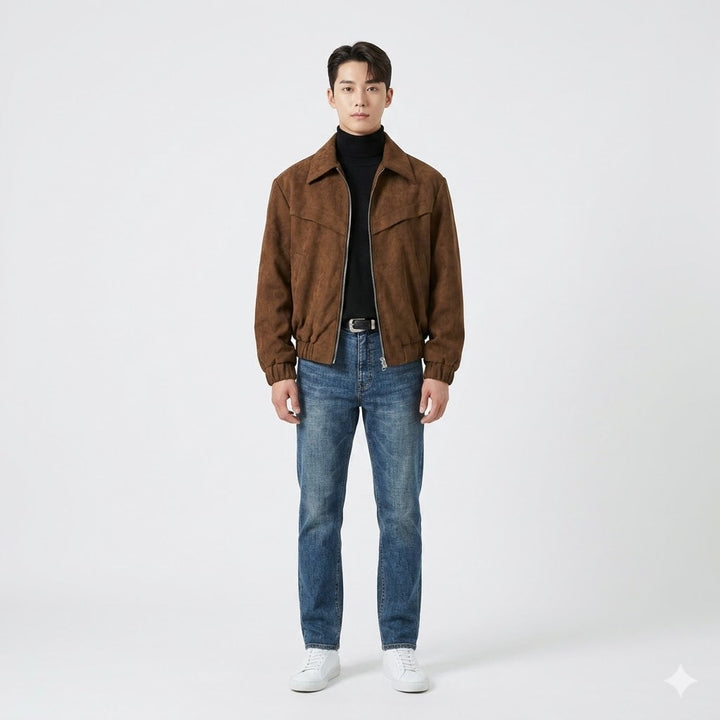 Marco DeLuca | Vintage Suede Zip Jacket with Tailored Modern Fit For Men