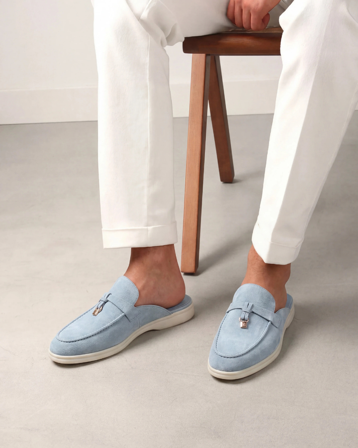 Sky Blue Suède Mediterranean Mule