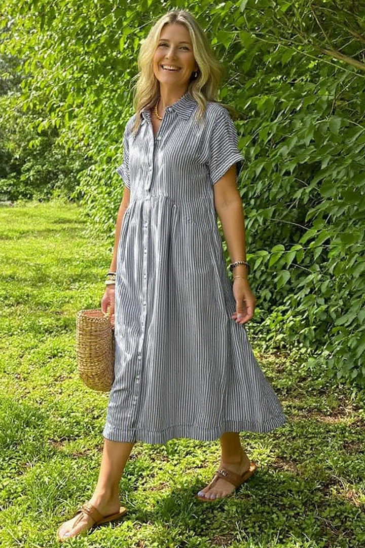 Estelle Striped Linen Dress