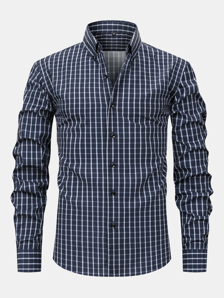 Long Sleeve Checkered Shirt with Buttons