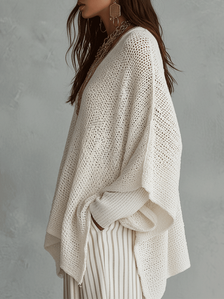Effortless Neutral Bohemian Pullover Knit Top