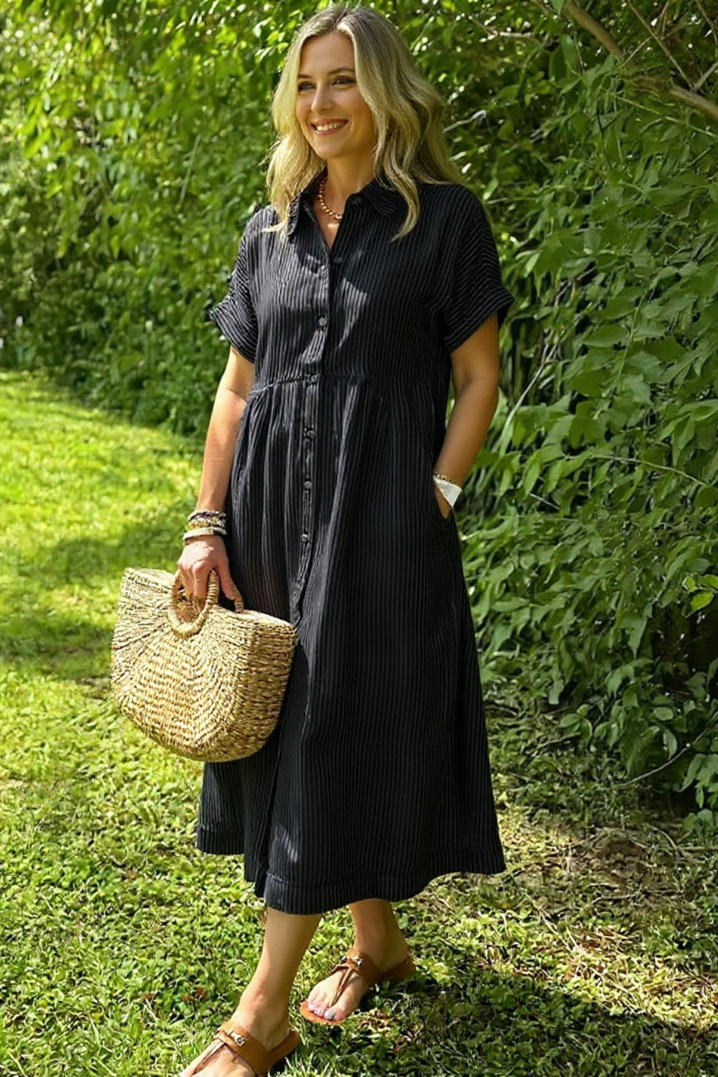 Estelle Striped Linen Dress