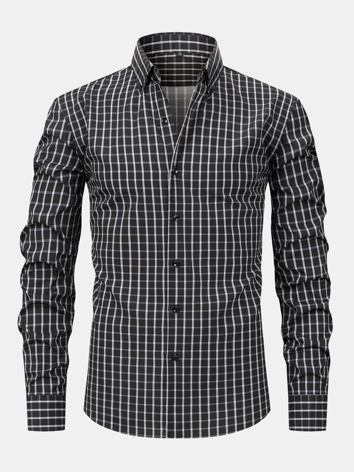 Long Sleeve Checkered Shirt with Buttons