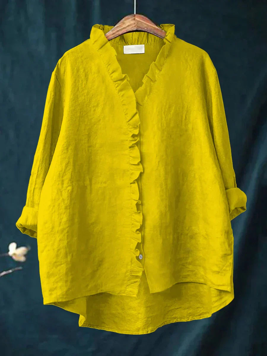 Colette Ruffle Linen Blouse