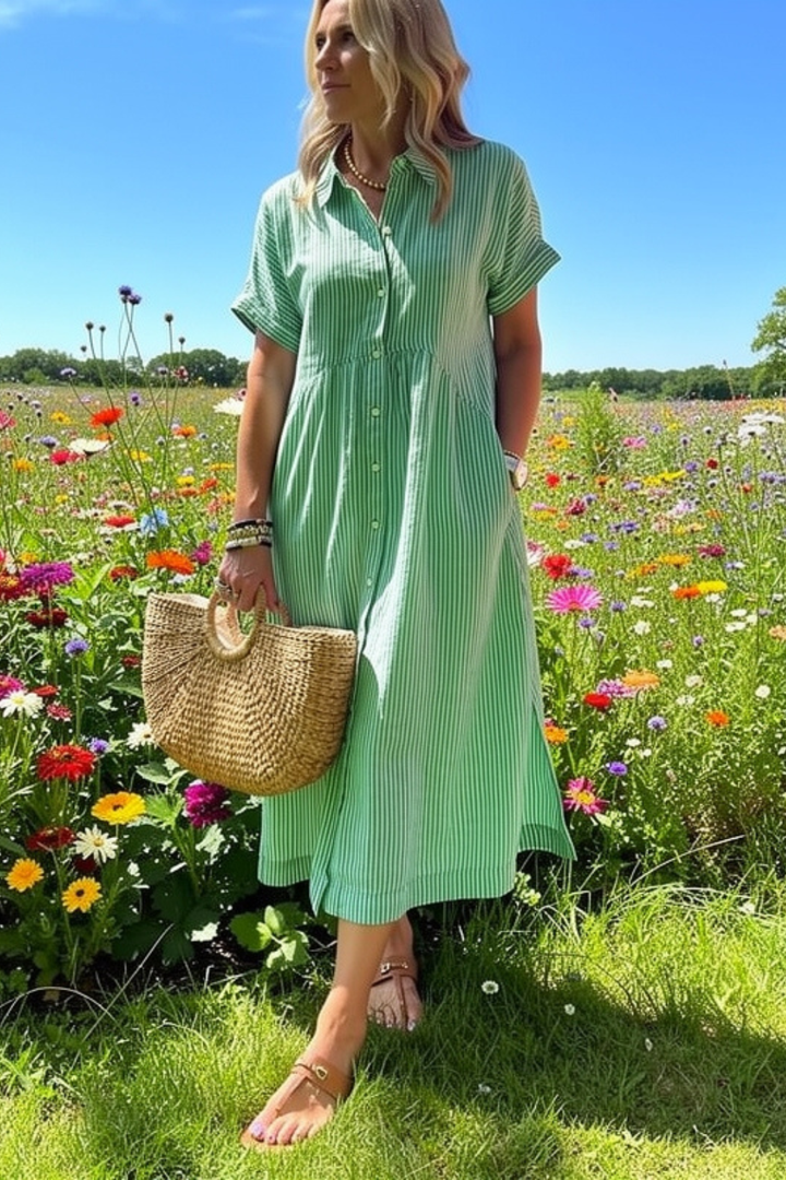 Estelle Striped Linen Dress