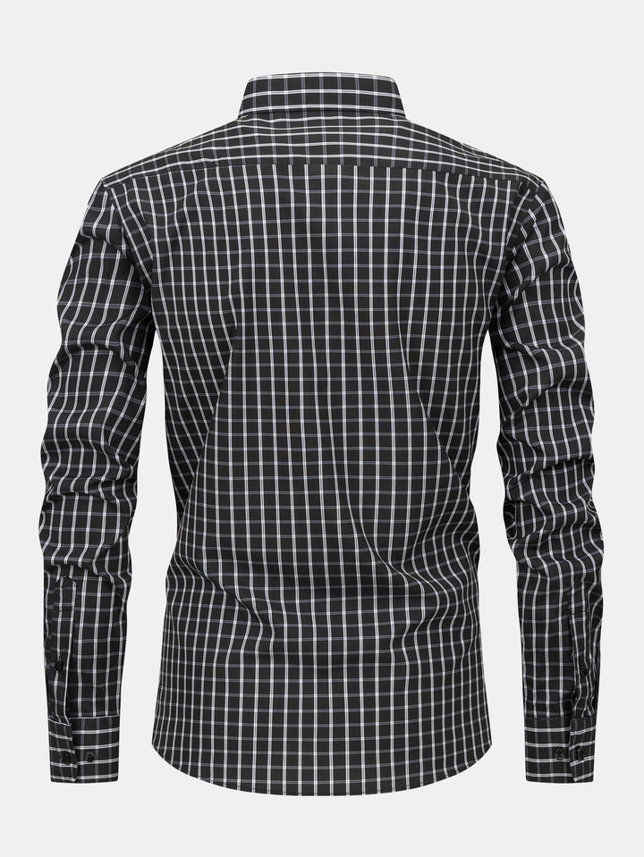 Long Sleeve Checkered Shirt with Buttons