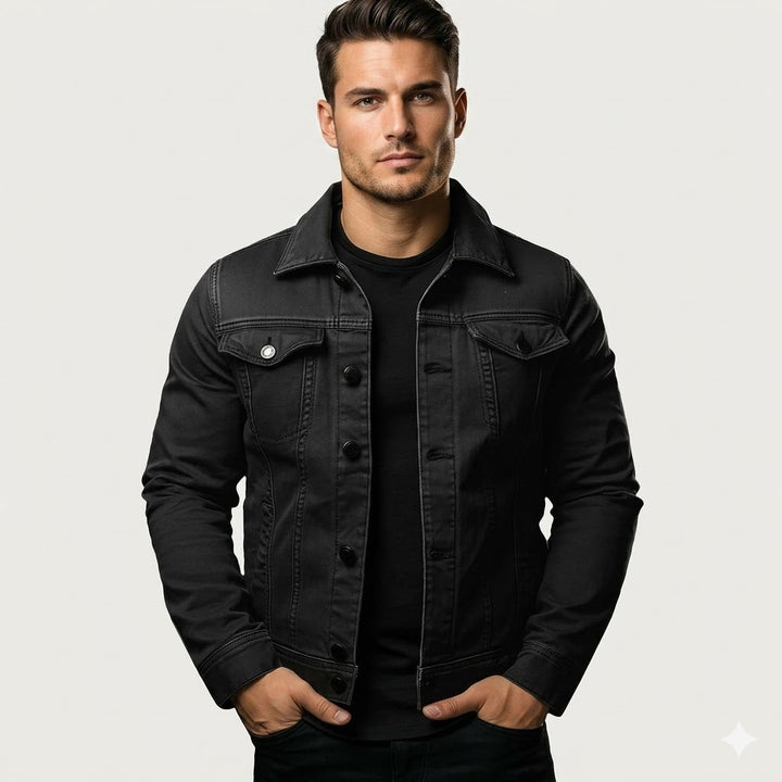 Lorenzo Marchetti | Black Denim Jacket For Men