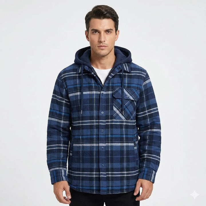 Luca Whitmore | Quilted Hooded Flannel Jacket For Men