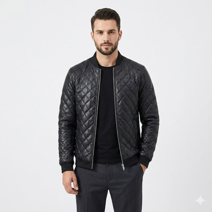 Luca Moretti | Quilted Leather Jacket For Men