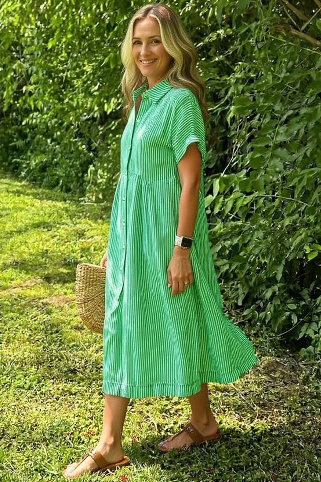 Estelle Striped Linen Dress