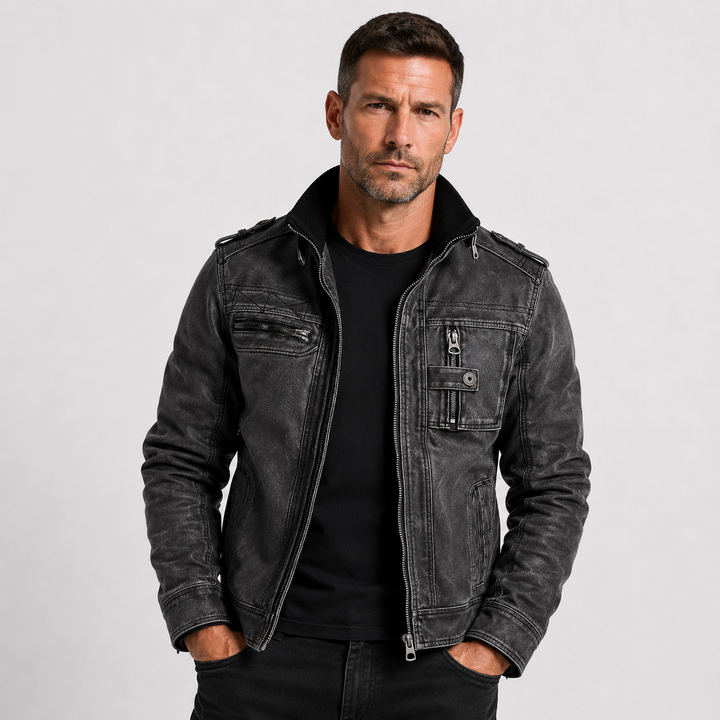 Marcus Bellini | Vintage Leather Utility Jacket For Men