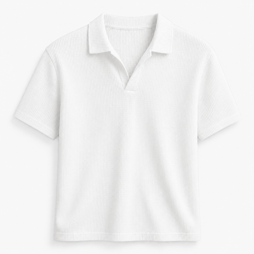 Luca Moretti | Classic Ribbed Polo Shirt with Refined Texture For Men