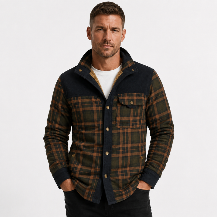 Oliver Beaumont | Sherpa-Lined Plaid Jacket For Men