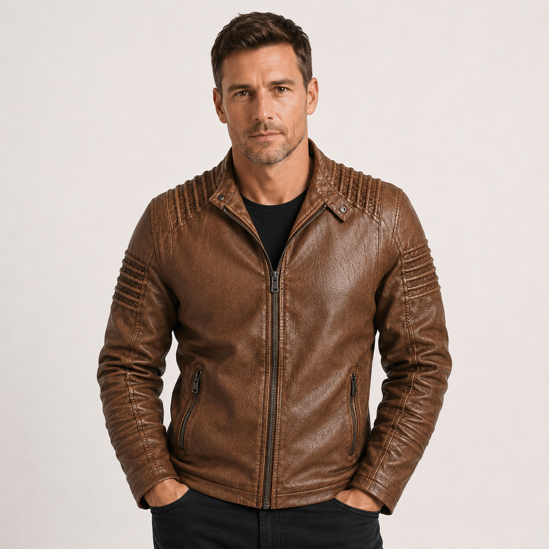 Matteo Sinclair | Vintage Leather Biker Jacket For Men