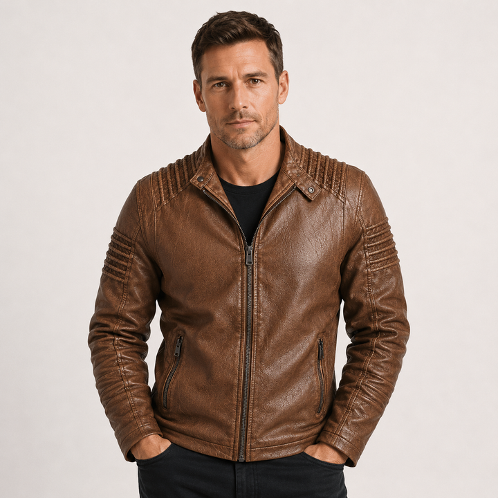 Matteo Sinclair | Vintage Leather Biker Jacket For Men