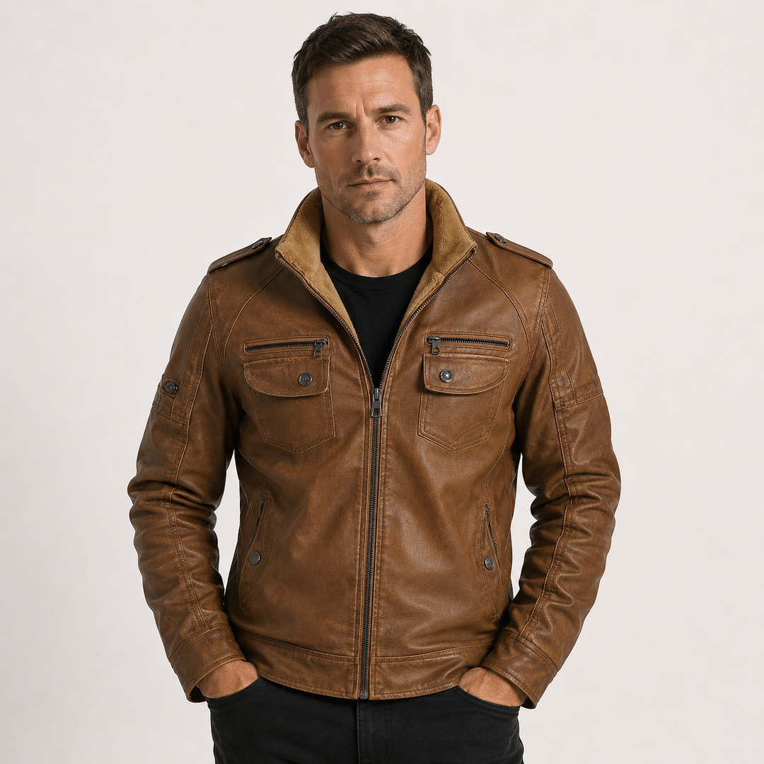 Julian Romano | Sherpa-Lined Leather Jacket For Men