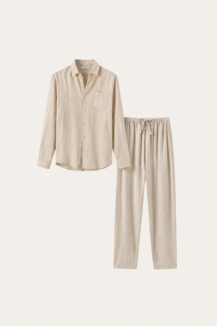 Bellagio Linen Set Long Sleeve Beige