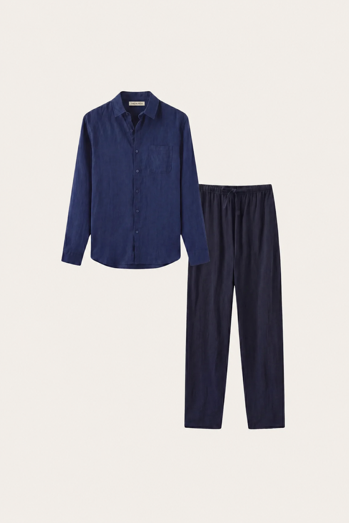 Bellagio Linen Set Long Sleeve Navy