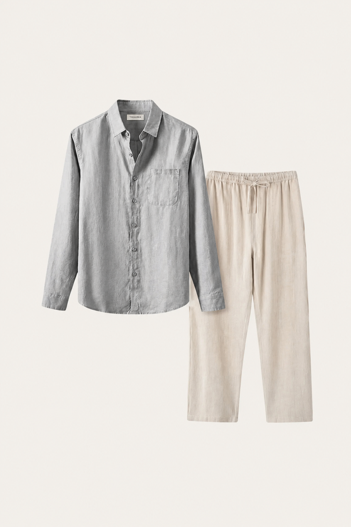 Pisa Linen Set Long Sleeve Grey/Beige