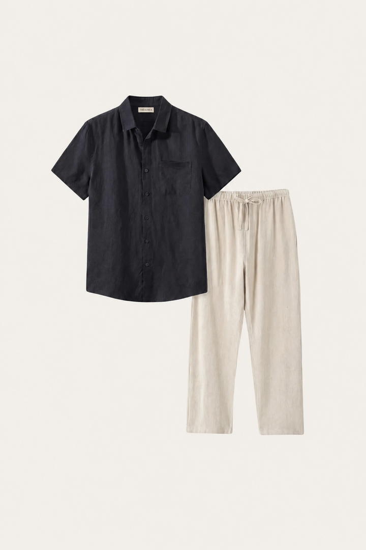 Trento Linen Set Black/Beige