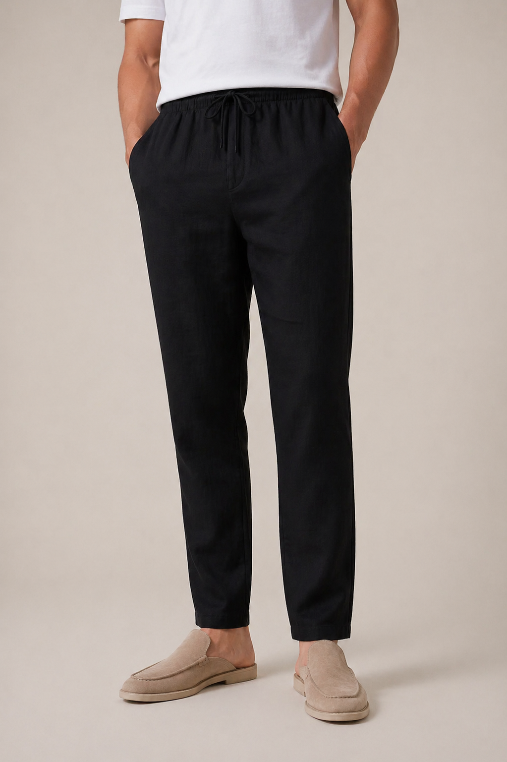 Linen Bayside Trousers Black