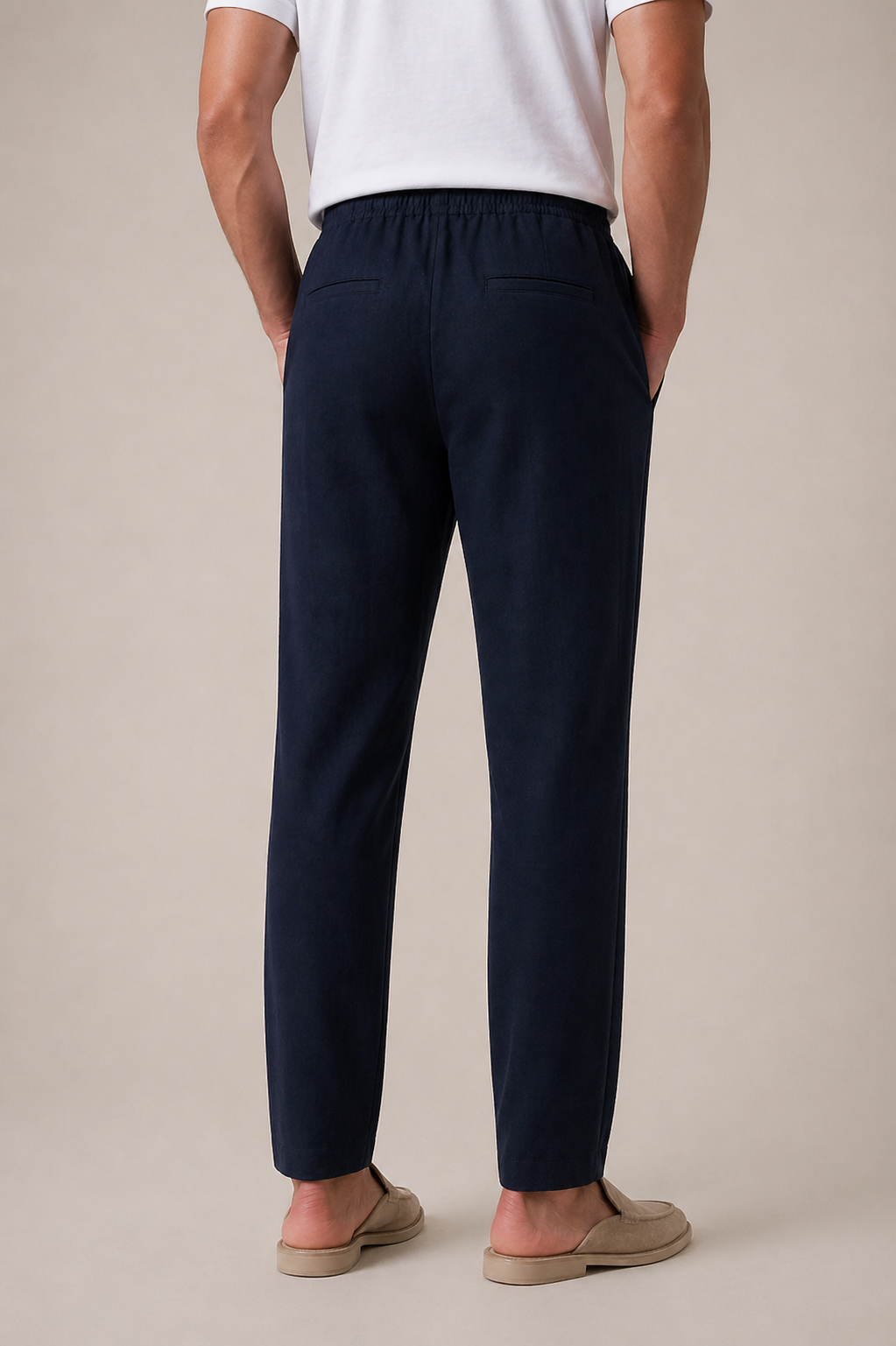 Linen Bayside Trousers Navy