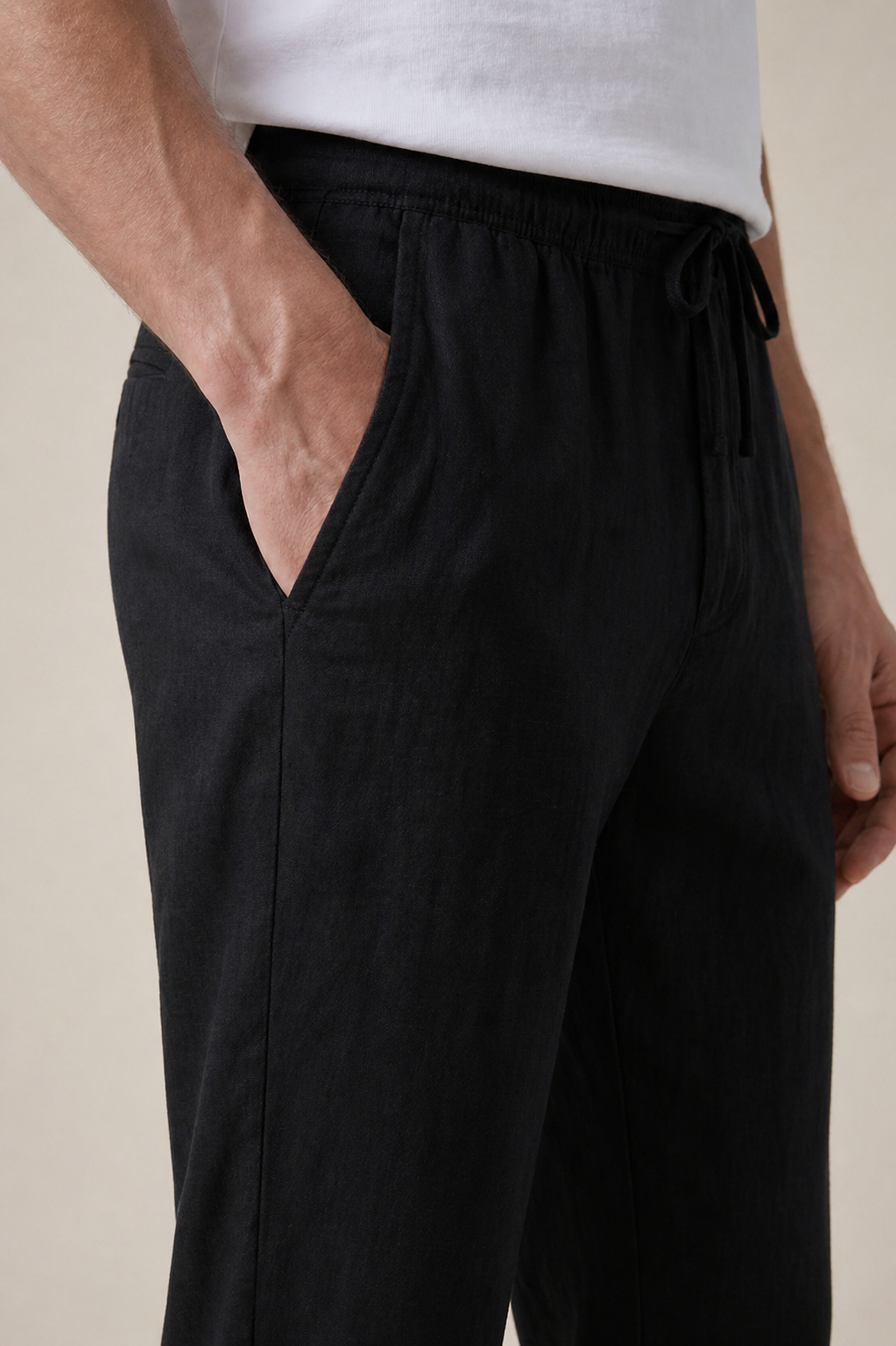 Linen Bayside Trousers Black