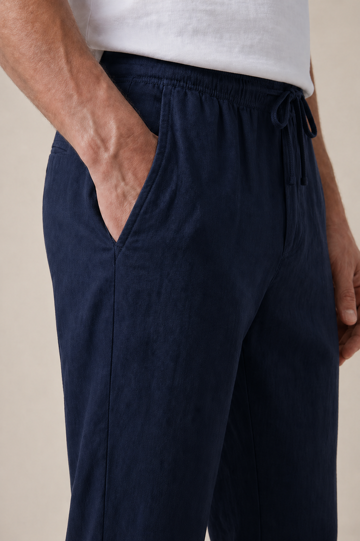 Linen Bayside Trousers Navy