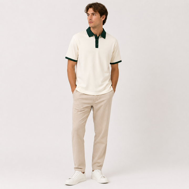 Enzo Laurent | Contrast Collar Polo with Modern Leisure Elegance For Men