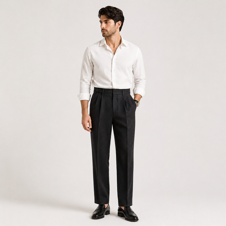 Alessio Romano | Tailored Pleated Trousers with Refined Structure For Men