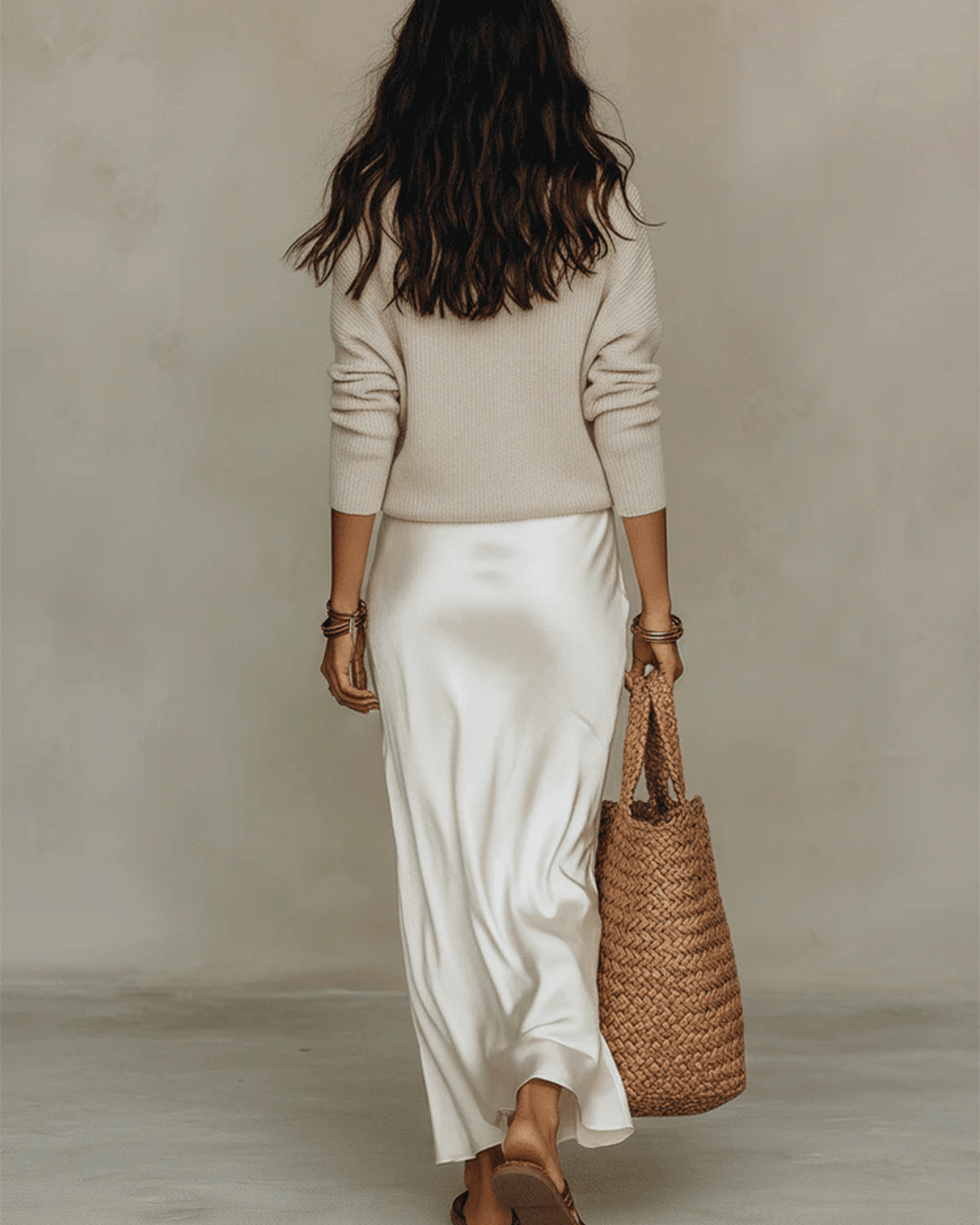 The Soft Hours Set — Knit Sweater & Satin Slip Dress