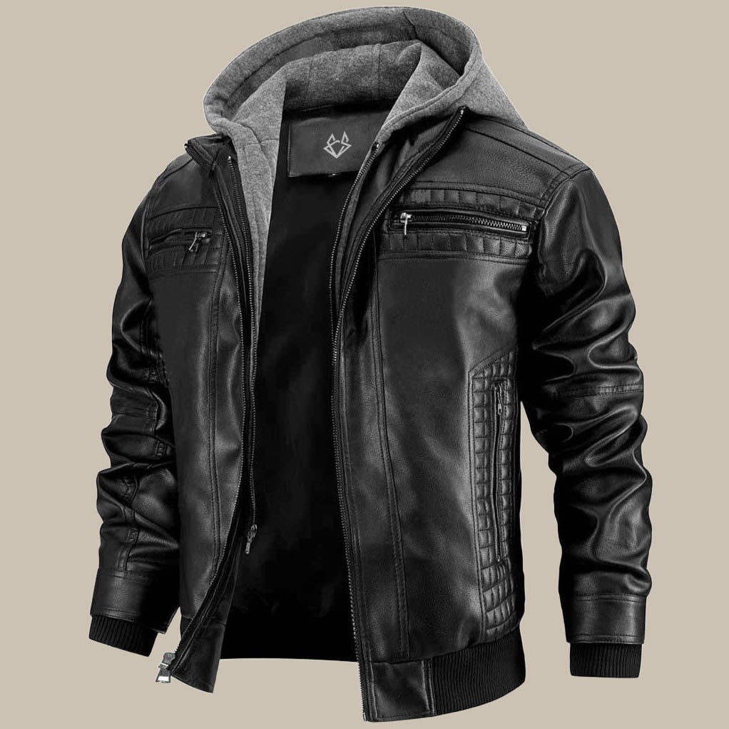 Luca Moretti | Premium Hooded Leather Jacket For Men