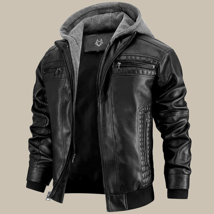 Luca Moretti | Premium Hooded Leather Jacket For Men