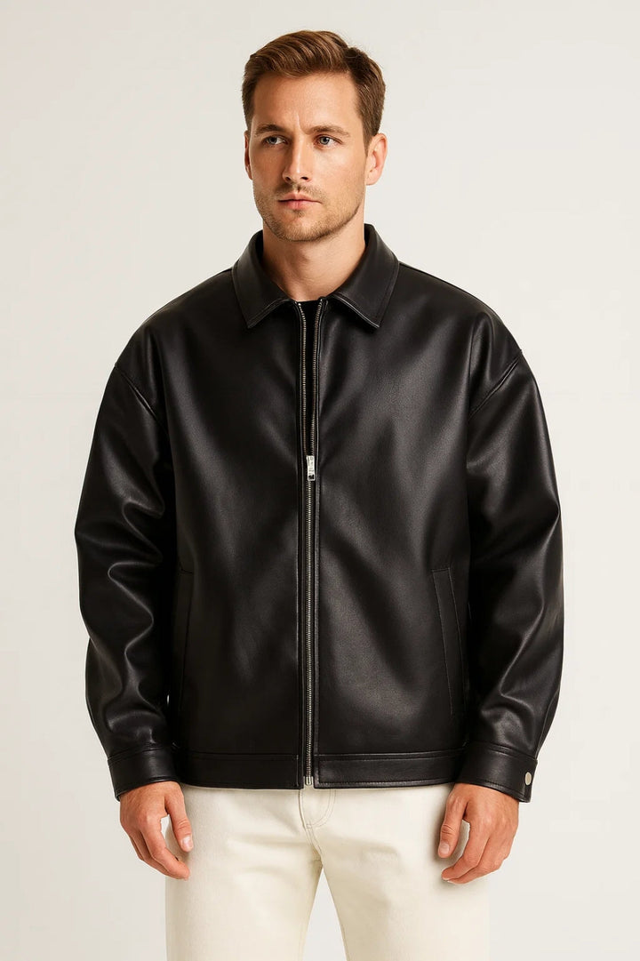 Matteo Sinclair | Premium Leather Zip Jacket For Men