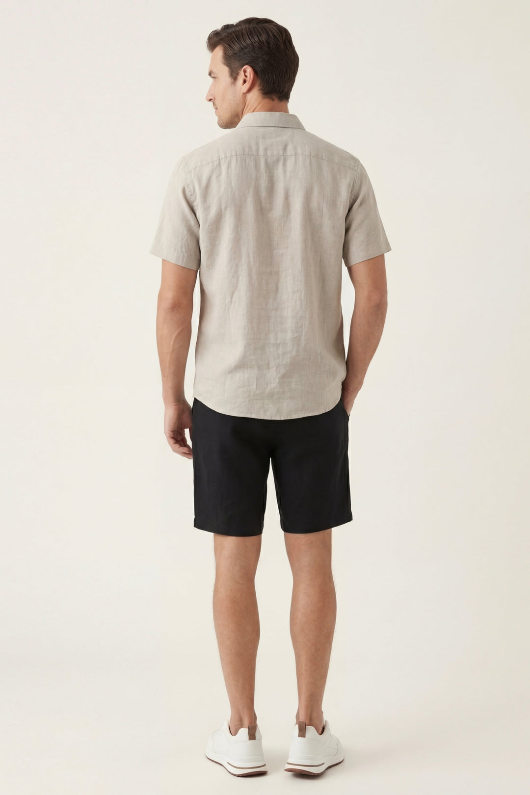 Verona Linen Shirt & Shorts Beige/Black