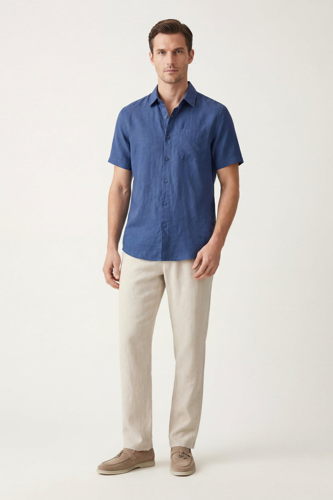 Trento Linen Set Blue/Beige