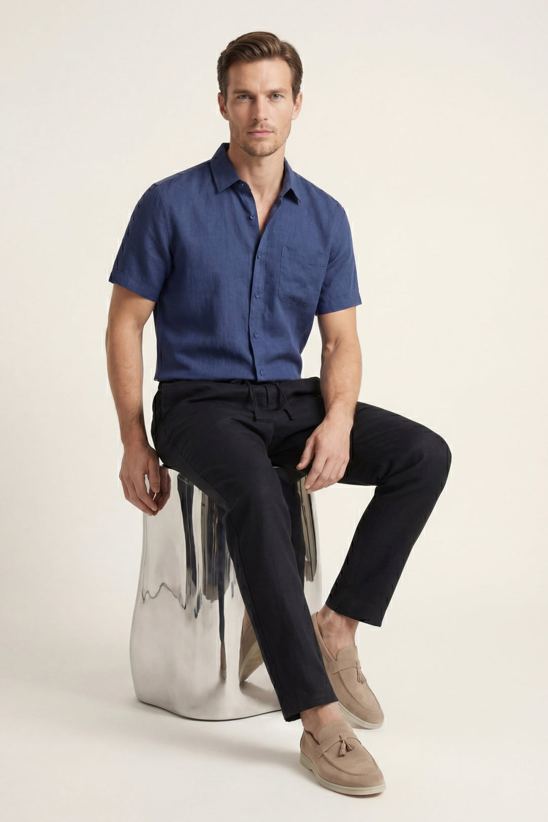 Trento Linen Set Blue/Black
